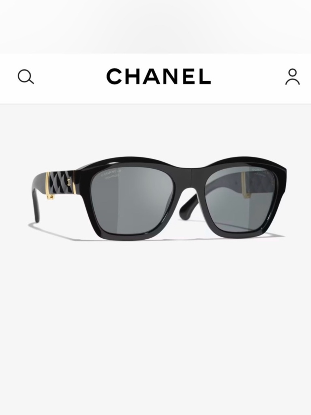 Chanel Black Square Foldable Sunglasses